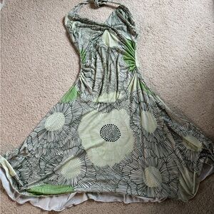 Green Flower halter dress M/L